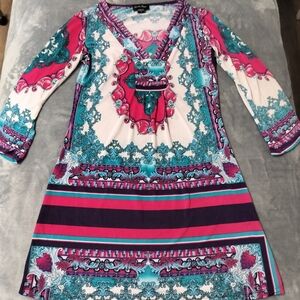 2/$30 Y2K Mini‎ Summer Shift Dress Long Sleeve Size S Festival Beach Vacation